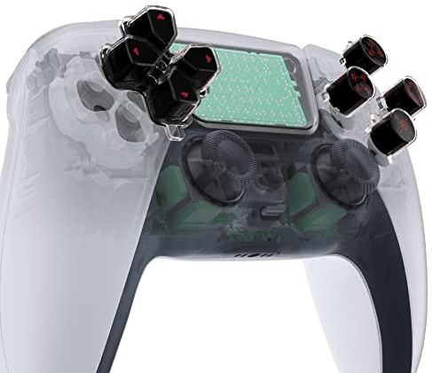 eXtremeRate Boutons pour ps5 Manette,Tricolore Boutons d'action Dpad de Remplacement pour ps5 Controller avec Symboles Redessinés,Rouge Carmin