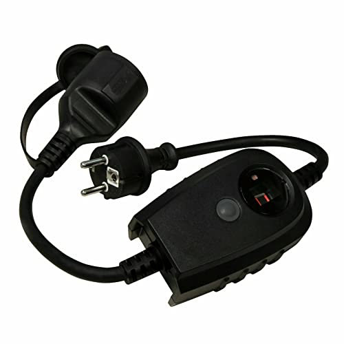 PerfectHD Enchufe con sensor crepuscular – Temporizador 1 – 9 horas – Enchufe exterior con temporizador – IP44 – con interruptor crepuscular – Negro