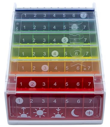 Anabox Rainbow Number – Wochen-Pillendose 7 Tage (Montag bis Sonntag) – 5 Fächer pro Tag (Morgen, Mittag, Abend, Nacht, Bedarf) – Große Kapazität, BPA-frei – Made in Germany
