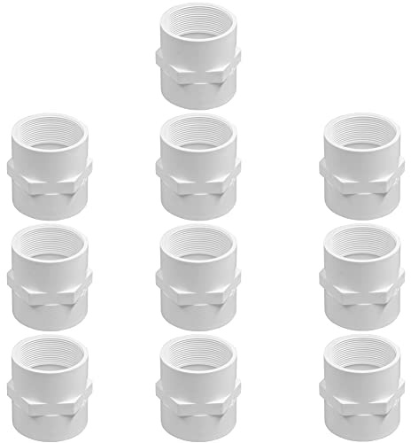 Fitvell 1 PVC Pipe Fitting Adapter Connector Union Coupling Schedule 40 (Slip Socket x NPT Female Pipe Thread), Pack of 10