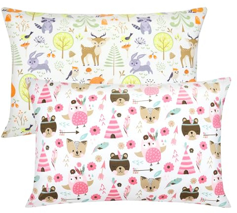 Kinder Kissenbezug 2 Stück, 100% Baumwolle Baby Kissenbezu, 40x60 cm Kissenbezug Weich Atmungsaktiv für Jungen Mädchen Bettwäsch Babykissen Bezug mit Umschlag