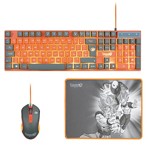 FRTEC - Dragon Ball Super Pack Keyboard + Mouse + Mouse Pad (PC Compatible) QWERTY