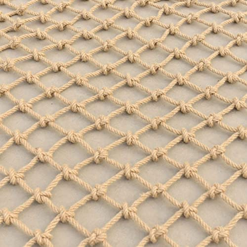 ZARBAILRE Rete in Corda Canapa 1×5m, Rete di Protezione Sicurezza Intrecciata, Rete di Sicurezza Anti-Caduta per Piante Casa Albero Altalena All'aperto Spessore 3 mm, Maglia 15 cm