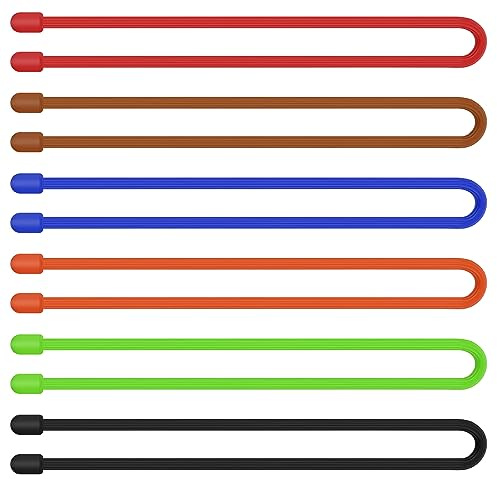 6pcs Silicone Twist Ties, 12 Inch Multifunctional Cable Ties Silicone Straps Reusable Electric Cord Organizer for Outdoor Home Office Organizing (6 Colors)