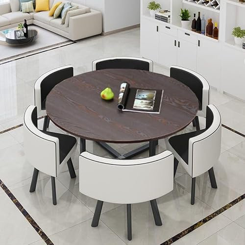 Esstisch mit 6 Stühlen Set Konferenztisch Besprechungstisch Büro Tisch Empfang Tische und Stühlefreizeittisch Couchtisch(Schwarz)