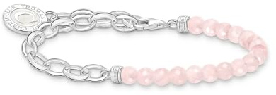 THOMAS SABO Member Charm-Armband mit Rosenquarz-Beads und Charmista Coin Silber 925 Sterlingsilber, Kaltemail