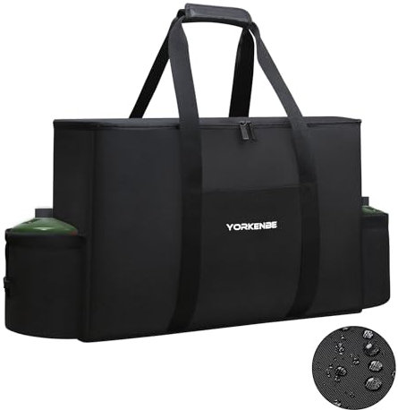 Yorkenbe Camp Stove Carry Bag, Camping Stove Carrying Case for Coleman 2-Burner, 1680D Stove Storage bag, with Double Zipper, 2 Adjustful Side Pockets, Fits Grills/Stoves up to 23.6 x 14.5 x 5.5Inches