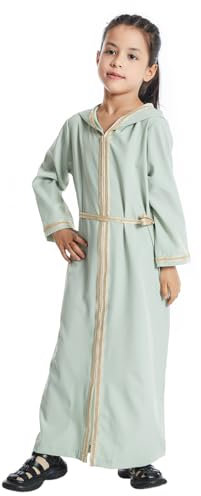 FYMNSI Vêtements de prière pour enfants à manches longues Abaya musulman Robe de prière arabe islamique Moyen-Orient Dubaï Costume 3-13 ans, vert, 5-6 ans, vert, 5-6 ans