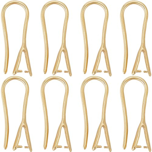 SUNNYCLUE 1 Box 20Pcs Real 24K Gold Plated Earring Hooks Brass Ear Wire French Earring Hook Backs Fish Hook Earwires with Ice Pick Pinch Bails Findings for jewellery Making Earrings Supplies DIY Craft