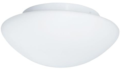 Britalia White Metal & Opal Frosted Glass Bathroom Vintage Round Dome Flush Ceiling Light | 28cm Diameter | 2 x ES E27 Lamp Bulbs Required | IP44 Rated | Suitable for Outdoor Use