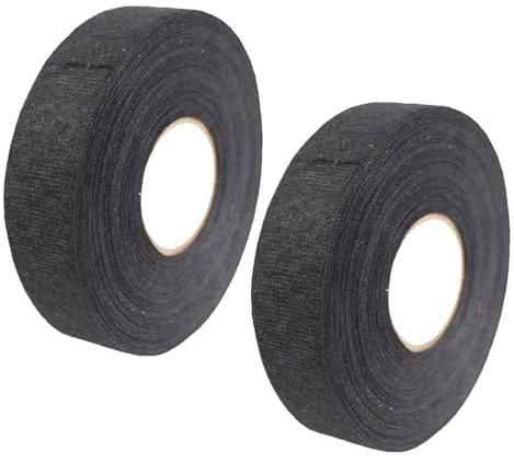 JCUGSBS Ruban de Câbles,2 pièces Résistant à la Chaleur Rubans, Ruban Adhésif Isolant électrique, Ruban en Tissu pour Faisceaux de Câbles, Ménage Voiture Moto (19mm x 15m,noir)