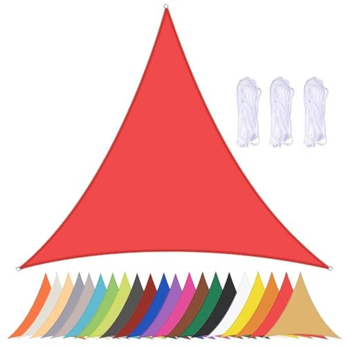 Sonnensegel Dreieckig Wasserdicht Sonnenschutz Markise Windschutz mit Ösen 90% UV Schutz Sonnensegel für Balkon Terrasse Garten Strand Pool Hinterhof Rot 3x3x3m