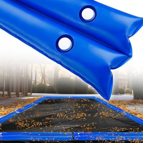 12pcs 8ft Heavy-Duty Pool Cover Water Bags - Thicken Water Tubes Double-Chamber, 0.4mm PVC Pool Cover Weights for Winter Inground and Above Swimming Pool, Blue