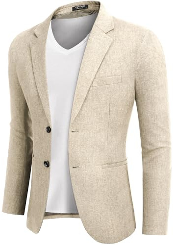 COOFANDY Chaqueta de hombre, deportiva, casual, moderna, de traje, corte regular, 2 botones, para negocios, caqui, XXL