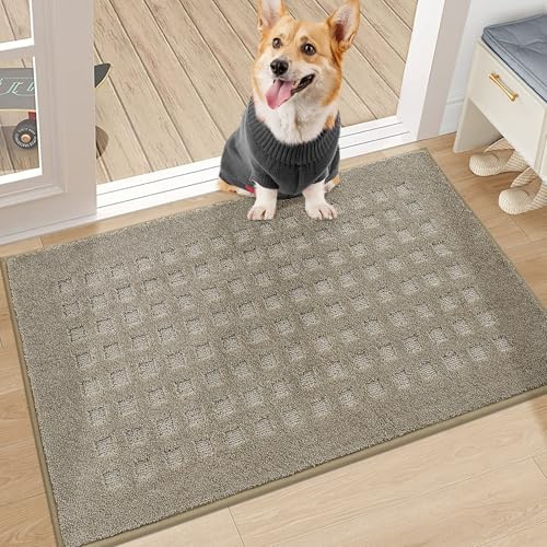 BEQHAUSE Dörrmatta inomhus beige, tvättbar dörrmatta inomhus, halkfri smutsfångande matta 50 x 80 cm, matta entré inomhus för hund, inomhus, ytterdörr, korridor, beige
