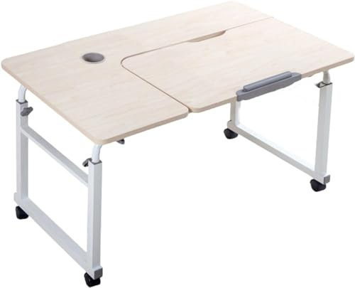 Betttisch über dem Bett, Tisch mit Rollen, Überbetttisch über dem Bett, Schreibtisch, mobiler Schreibtisch, Betttisch mit Rollen, Computertisch für Bett, Betttisch (Größe: 100 cm, Farbe: