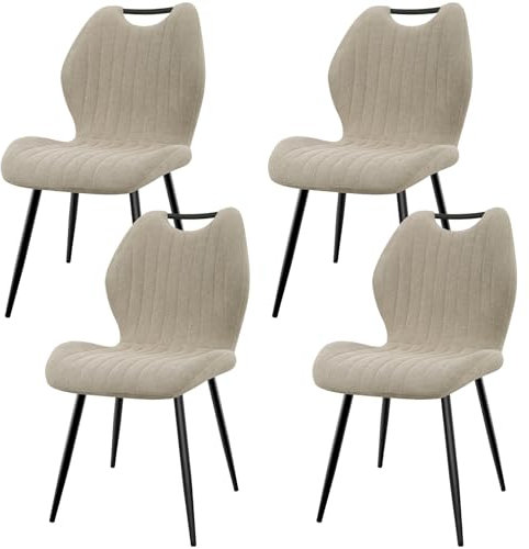 JIJIAN Esszimmerstühle 4er Set, Küchenstühle, Polsterstühle, Wohnzimmerstühle mit Stoff-Rückenlehne und Metallbeinen, Ideal für Esszimmer, Küche, Wohnzimmer, Graubraun