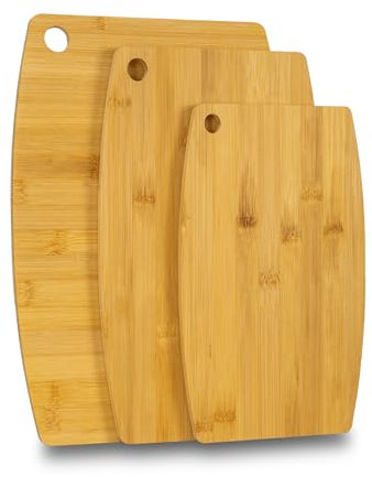 ZANGCO - Premium 3-Piece Wooden Chopping Board Set, Eco-Friendly Cutting Boards for Kitchen - Ideal for Meat, Vegetables, and Bread - Durable and Knife-Friendly - 34x23cm / 32x19cm / 27x16cm