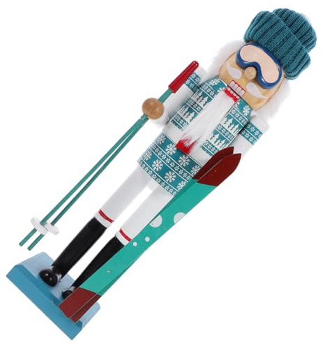 RORPOIR Statua Dello Schiaccianoci Sciatore Da 38 Cm Soldato in Legno Decorazione Natalizia Decorazione Da Tavolo Artigianato Schiaccianoci