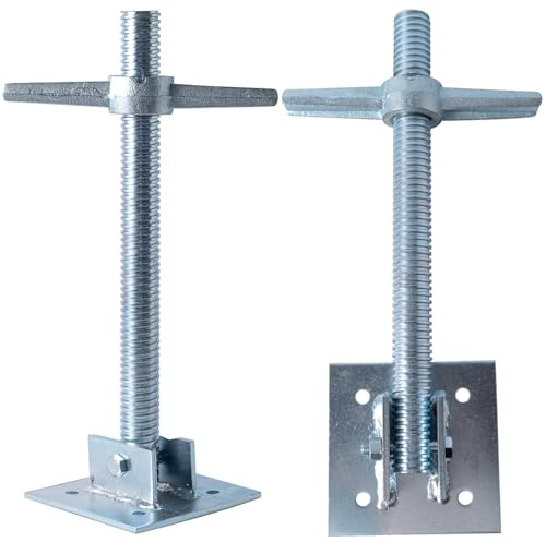BGTLGIO 4 Pack Adjustable Leveling Scaffold Jacks, 6000 Lbs Load Capacity, Swivel Screw Jack with Base Plate for Baker-Style Scaffolding Equipment