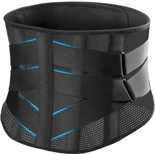 mezzuno Faja Lumbar Hombre y Mujer de Trabajo – 5 Férulas y 8 Puntos de Compresión – Alivio Dolor Espalda, Ciática y Hernia – Cinturón Lumbar Ergonómico y Transpirable – M