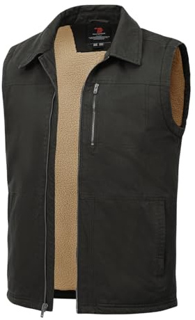 TBMPOY Men's Winter Vest Casual Sherpa Fleece lined Full Zip Lightweight Vest Outerwear Warm Cotton Travel Jackets Deep Gray L