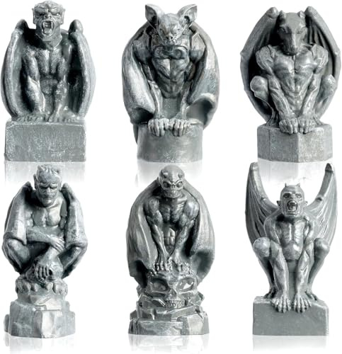 GW Box Lot de 6 mini figurines de gargouilles maléfiques pour Halloween, accessoires et décoration d'intérieur