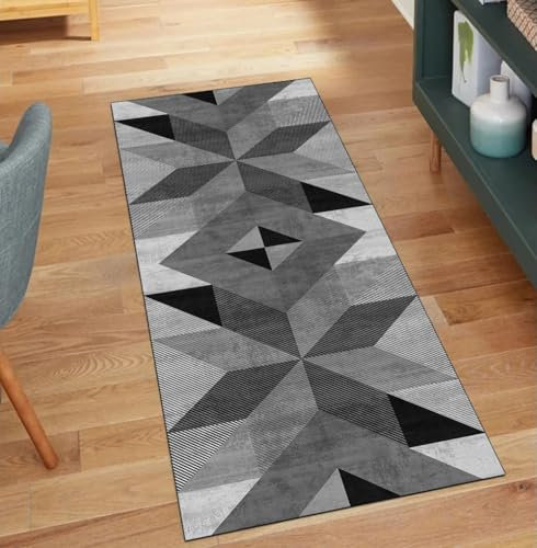 QQrunner Chemin de couloir antidérapant noir 70 x 110 cm, patchwork décoration d'intérieur, tapis de couloir et couloir