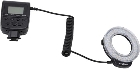 Flash Annulaire Macro LED, Flash Macro 48LED avec écran LCD,Adaptateur de Contrôle de Puissance,Anneaux Diffuseur de Flash pour Appareils Photo Reflex Numériques,4Modes D'éclairage