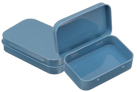 sourcing map 2pcs Metal Tin Box, 3.7x2.4x0.8 Mini Portable Rectangular Empty Tinplate Small Storage Container Airtight Tins with Lids for Candy Favors Crafts Christmas Gifts, Blue