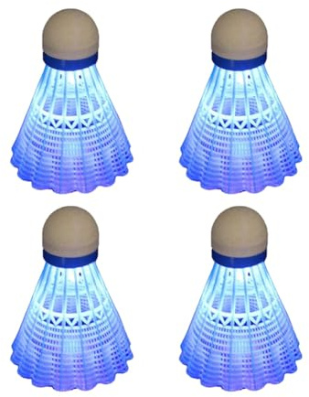 Begchy 4 Stück Leuchtende Badmintonbälle LED Schaumkunststoff Sport Badminton Leuchtende Federbälle Badminton Set Blau