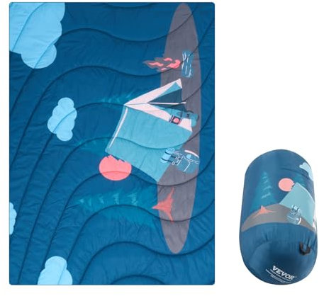 VEVOR Camping Blanket, Large Warm Wearable Stadium Blanket, Waterproof & Windproof, Polyester Fiber, Flame Retardant, Great for Outdoors, Picnics, Hiking, Sports Events, Travel, 75 x 52, Printed