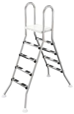 OKU Hochbeckenleiter V2A Leiter Poolleiter Edelstahl 2x4 oder 2x5 Stufen, Ausführung:Beckenhöhe 1.50 m 2 x 5 Stufen