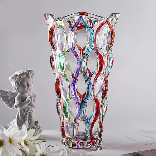 Puremagics bunte Handbemalte Vase, 27,9 cm hoch, Dekoration für Zuhause, Esstisch, Wohnzimmer, Büro, Hochzeit, Urlaub, Party