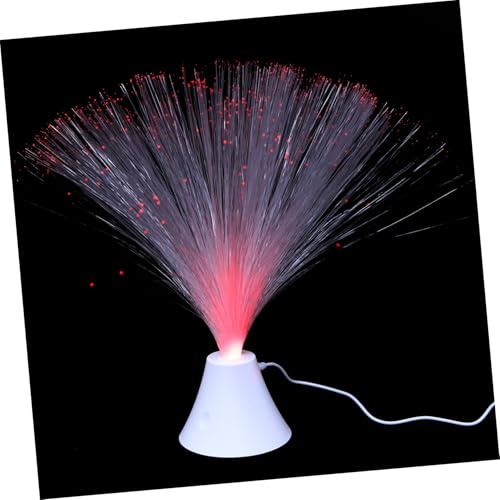 OSALADI Glasfaserlampe mit Farbwechsel, Farbwechselnde Lampe als Nachtlicht | Weißes Kunststoffgehäuse, 7 Farben mit Automatischem Wechsel, für Zuhause und Schlafzimmer