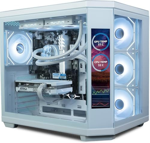 ionz Gaming PC - Desktop Computer, AMD Ryzen 5 5500 CPU, NVIDIA RTX 5060, 16GB RAM, 1TB NVMe SSD, Windows 11, WiFi | Apex Vision Mid, White