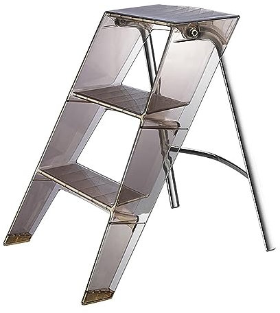 Sgabello pieghevole in acrilico, portatile, per adulti, per comodino/vasca da bagno, in plexiglass marrone, supporto per fiori a gradini leggero e resistente, ideale per uso domestico