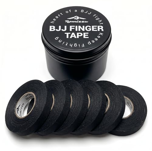 Romizzu Cinta para Dedos Adhesivo Fuerte Algodón Transpirable y Antideslizante Para BJJ Escalada y Otros Deportes 6 Rollos (8 m × 8 mm) con Estuche Metálico y Caja de Regalo