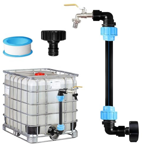 Infreecs IBC Cuello de cisne 3/4 pulgadas, grifo IBC, cuello de cisne IBC, grifo de paso, grifo de barril de lluvia IBC, adaptador IBC, accesorio para tanque de agua de lluvia, contenedor IBC