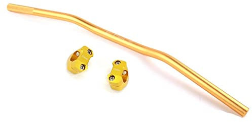 Motorrad Lenker,Motorradlenker 7/8 '' Universal Rizoma Aluminiumlegierung Motorrad Lenker 22mm Schmutz Pitbike Griff Bar(Gold with risers)