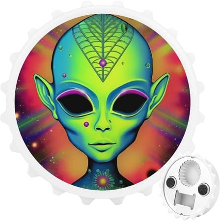 Aliens Head - Abridor de botellas magnético 2 en 1 de 3 pulgadas, imanes de nevera, abrebotellas de cerveza, refrescos, bonita decoración para cocina y refrigerador