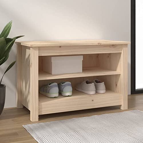 Snsowed Schuhbank, Sitzbank Flur, Schuhregal Mit Sitzfläche, Schuhschrank Mit Sitzbank, Garderobenbank, 70x38x45,5 cm Massivholz Kiefer