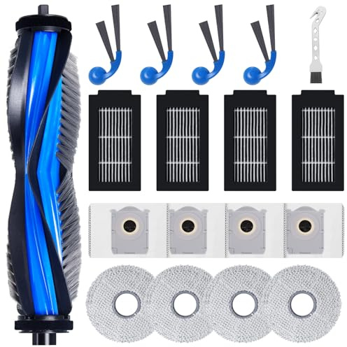 Fixbetter 18 pieces of accessories for Ecovacs Deebot T30C Omni robot vacuum cleaner spare parts, 1 roller brush, 4 HEPA filters, 4 wipes, 4 dust bags, 4 side brushes, 1 cleaning brush