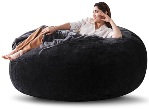 Großer Sitzsack Fatboy Bean Bag Chair mit Memory-Schaum & Baumwolle-Cord Sofa - Boneless Couch für Gaming, Lesen und als Bodensitz für Erwachsene im Wohnzimmer Schlafzimmer (Black, 150x150x60cm)
