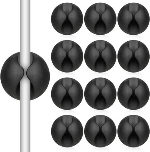 BOHUIZ Lot de 12 supports de câbles autocollants - Organisateur de câbles - Serre-câbles - Support pour câble de charge USB - Câble audio de bureau - Noir
