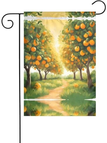 YYHWHJDE Mât de drapeau de jardin avec motif de nombreux orangers, décoration de cour extérieure, mode 30,5 x 45,7 cm
