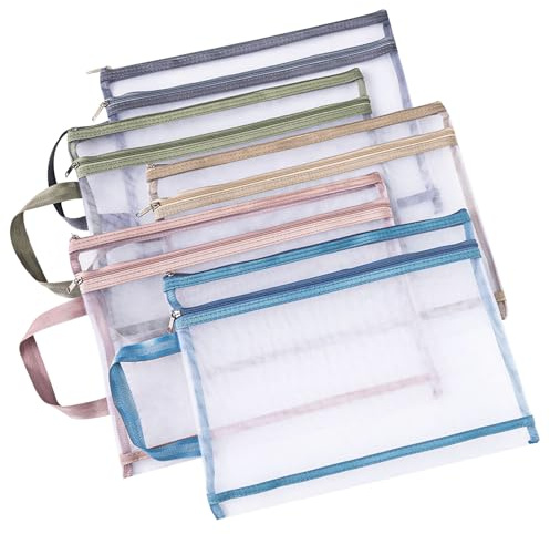 5 Pcs Colored Mesh Zipper Pouch Bags Set, Double-Layer Toy Storage Bags with Zipper, Nylon Toy Organiser Bagsfor Board Game Storage Puzzles Building Blocks Books Home Office Sorting Organization
