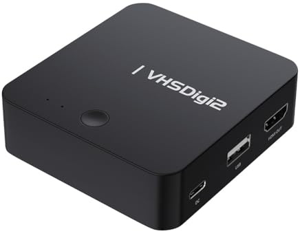 Fegtrtyoa Grabadora de Video AV, Conversión de Video Analógico A Digital, Almacenamiento en SD/USB, para, VCR, Hi8, Videocámaras y Reproductores de DVD.