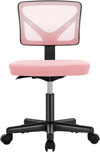 Sweetcrispy Small Armless Desk Chair, Mesh Rolling Office Chairs