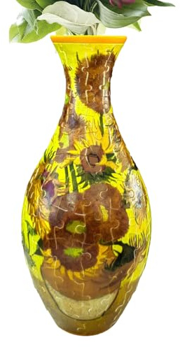 Vase de puzzle 3D Arts - Ornement de construction artistique, modèle décoratif réaliste, structure emboîtable en plusieurs pièces, design complexe fait à la main | Présentoir d'artisanat attrayant